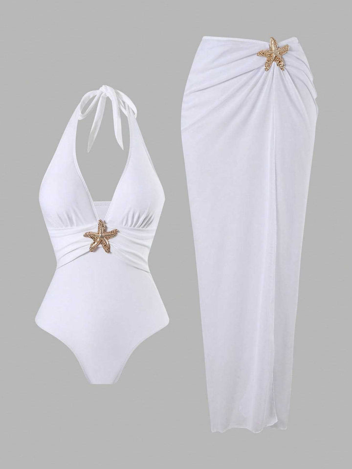 Damen Eleganter Badeanzug mit vielseitigem Wickelrock Echo Archiv