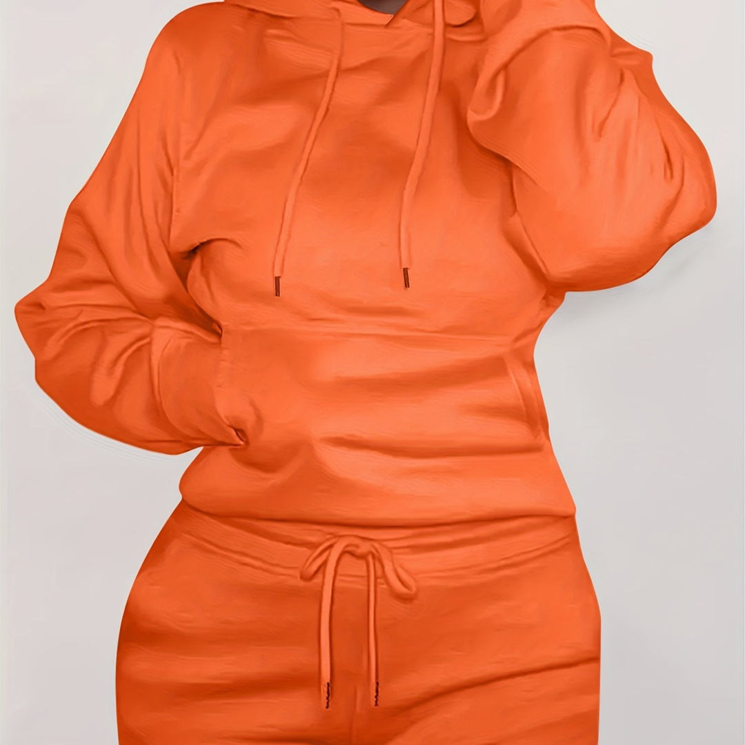Damen nan figurbetontes Hoodie-und Taillenrock-Set mit Kängurutasche und Tunnelzug Echo Archiv