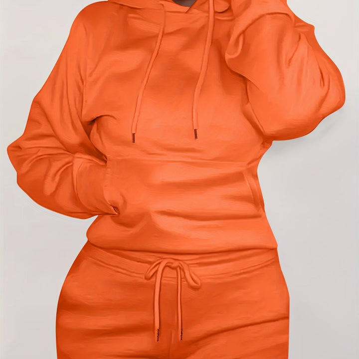 Damen nan figurbetontes Hoodie-und Taillenrock-Set mit Kängurutasche und Tunnelzug Echo Archiv