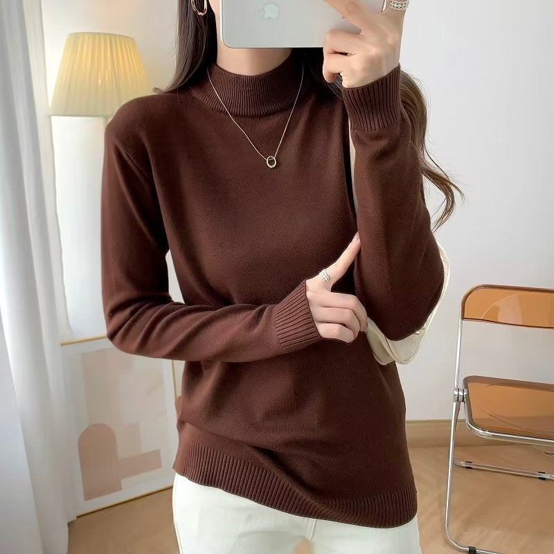 Damen Feiner Langarm-Feinstrickpullover mit schmalem Stehkragen und gerippten Bündchen Echoarchiv