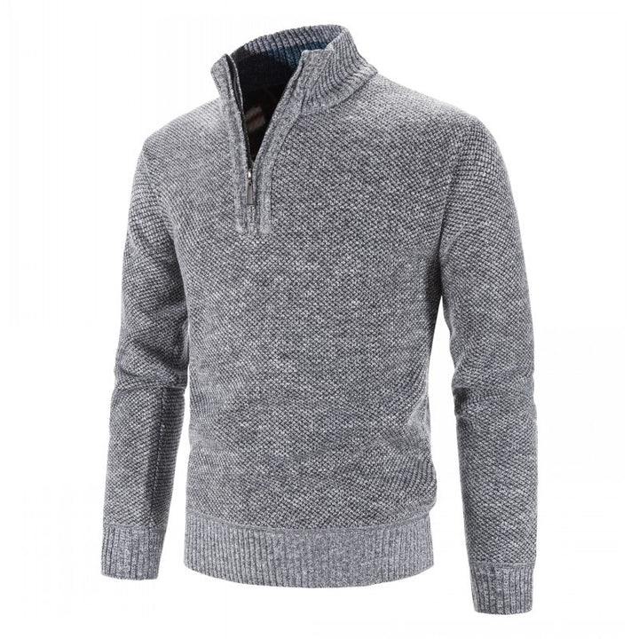 Herren modischer Strickpullover mit halbem Reißverschluss und strukturiertem Design Echoarchiv