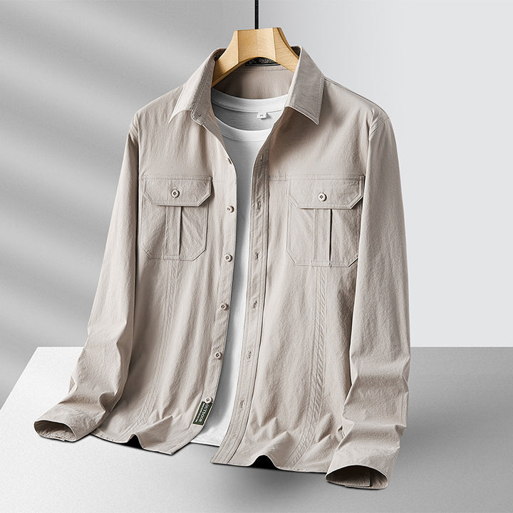 Herren Leichtes Utility-Overshirt aus Baumwollmix mit Brustklappen und entspannter Passform Echo Archiv