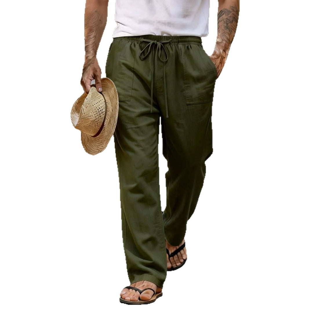 Herren leichte Leinenhose mit elastischem Bund und Kordelzug – Sorevano