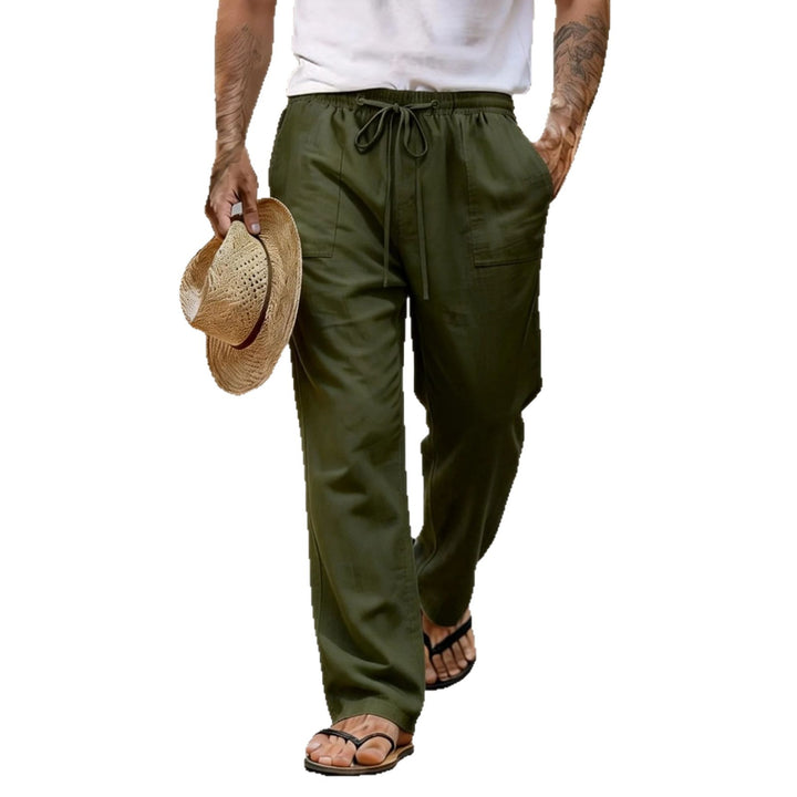 Herren leichte Leinenhose mit elastischem Bund und Kordelzug – Sorevano