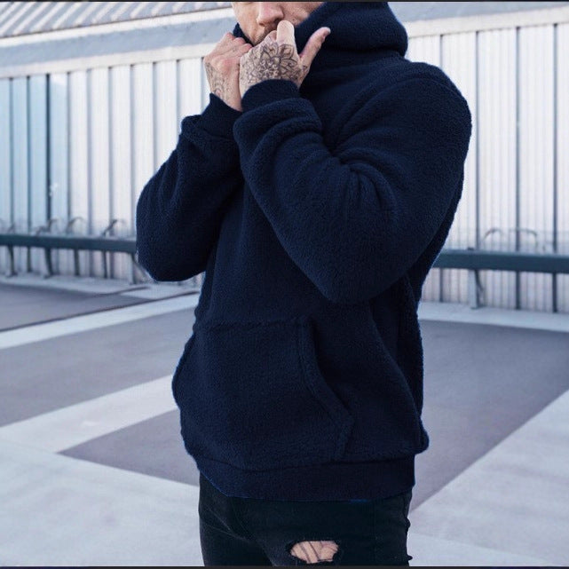 Herren Kapuzenpullover aus weichem Teddy-Material mit praktischer Kängurutasche Echoarchiv