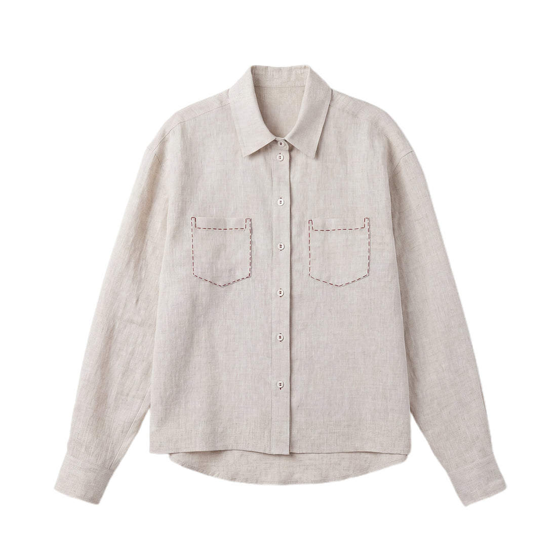 Damen Elegante Leinenbluse mit kontrastierenden Nähten – Élovi