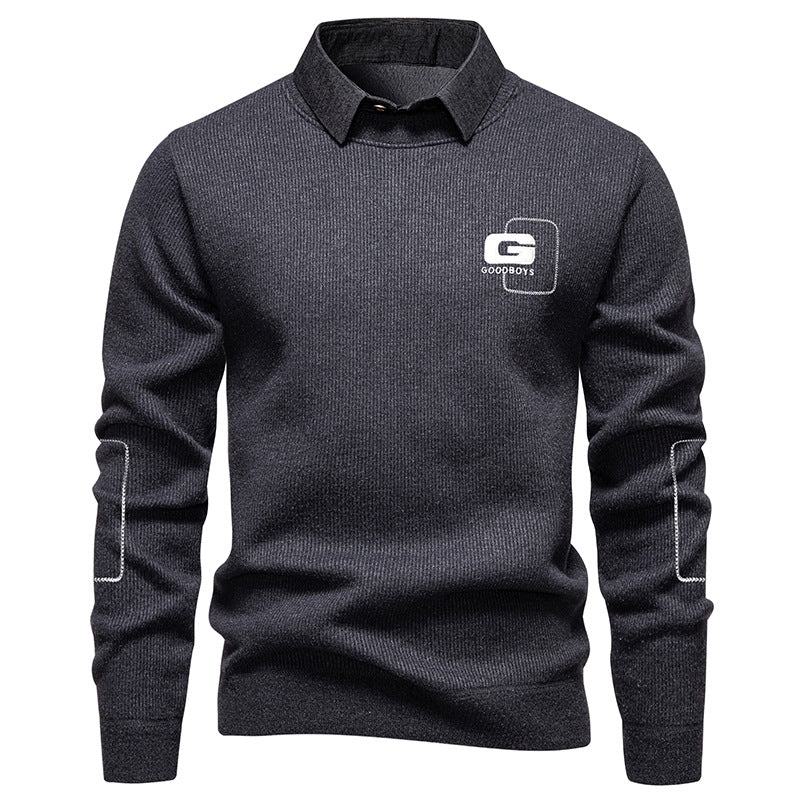 Herren eleganter Pullover mit Kragen und feinem Strickmuster Echoarchiv
