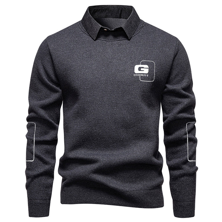 Herren eleganter Pullover mit Kragen und feinem Strickmuster Echoarchiv