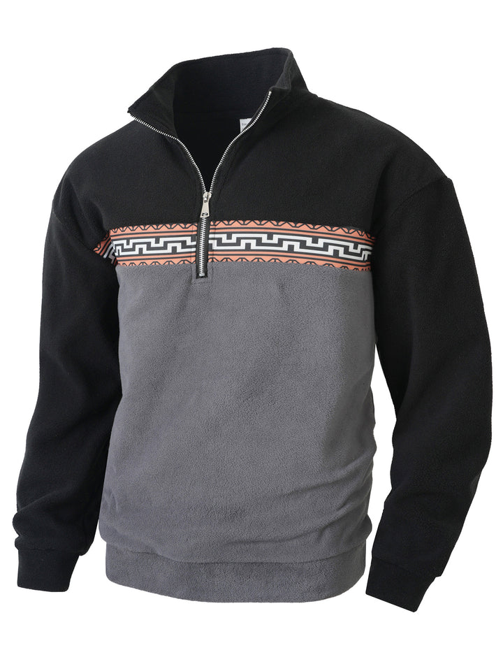 Herren Fleece-Pullover mit modernem Reißverschluss und kreativem Design Echoarchiv