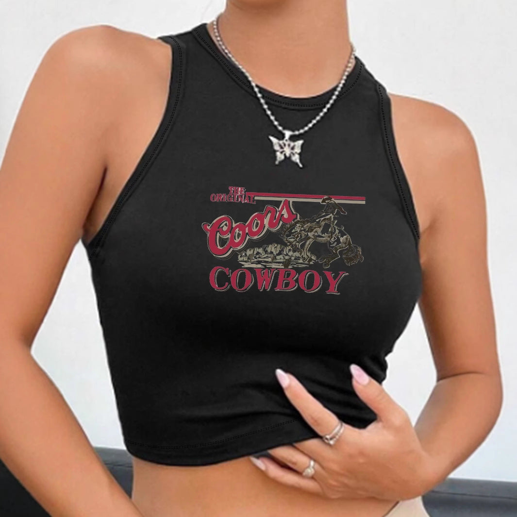 Damen Crop-Top mit Vintage Cowboy-Motiv Echo Archiv
