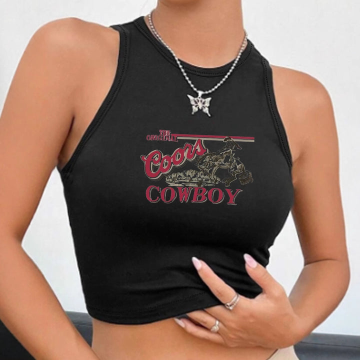 Damen Crop-Top mit Vintage Cowboy-Motiv Echo Archiv