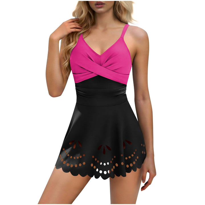 Damen Eleganter Badeanzug mit asymmetrischem Rock Echo Archiv