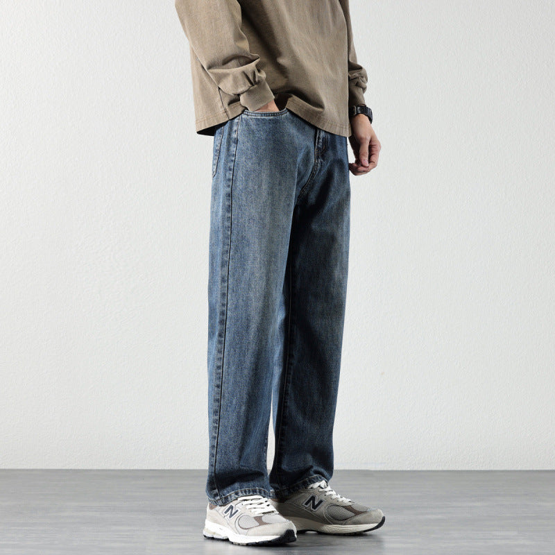 Herren Weite Straight‑Leg Denim-Jeans mit Vintage-Wash und lockerer Passform Echoarchiv