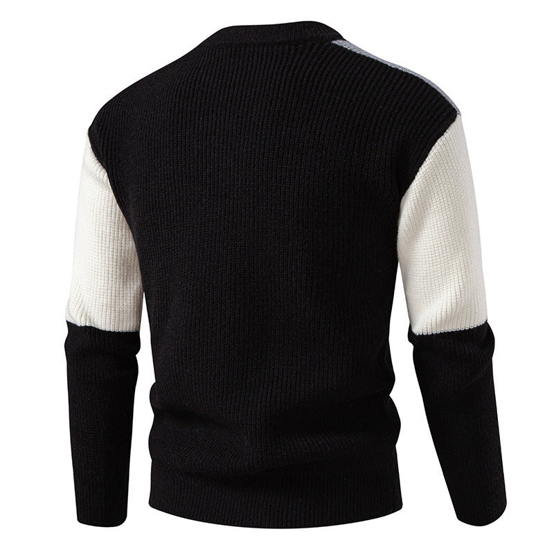 Herren farbenfroher Strukturpullover mit modernem Schnitt und Rundhalsausschnitt Echoarchiv