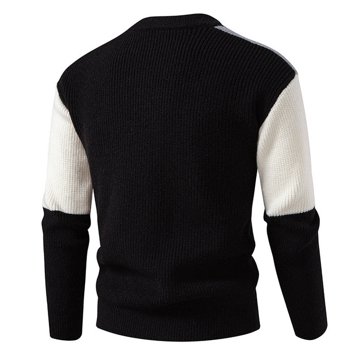 Herren farbenfroher Strukturpullover mit modernem Schnitt und Rundhalsausschnitt Echoarchiv