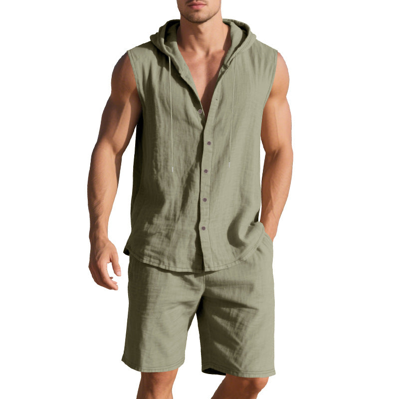 Herren lässiger Kurzarm-Hoodie und Shorts Set Echoarchiv