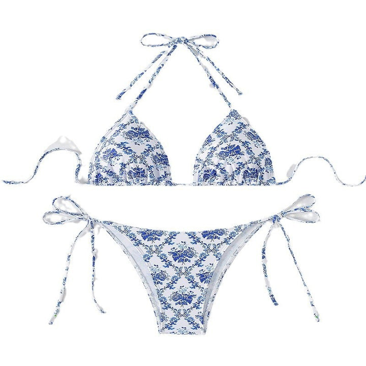 Damen Triangel-Bikini mit verspieltem Blumendesign und verstellbaren Bindebändern Echo Archiv