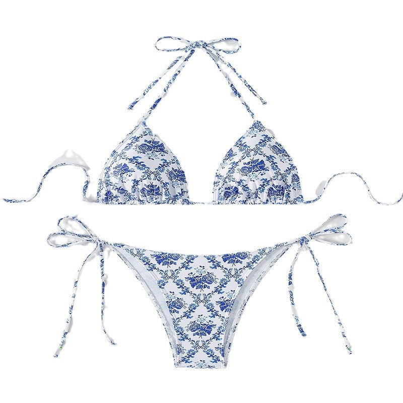 Damen Triangel-Bikini mit aufregenden Bindebändern und floralen Akzenten Echo Archiv