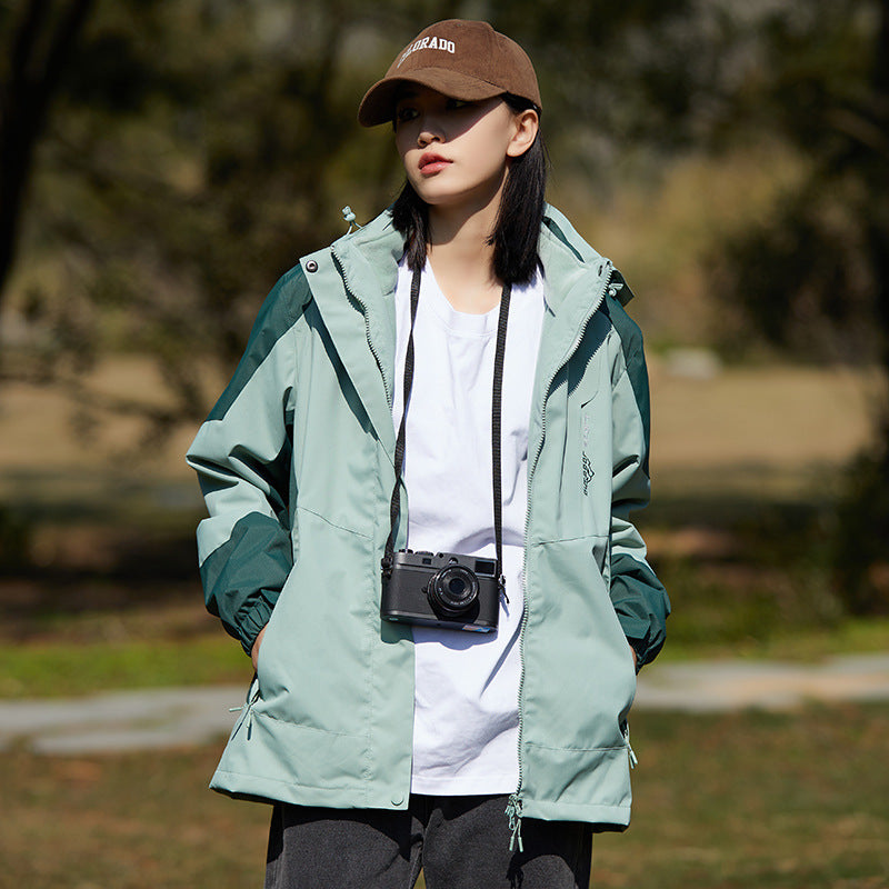 Damen zweilagige Softshell‑Outdoorjacke mit abnehmbarem Fleece‑Innenlayer und Kapuze Echoarchiv