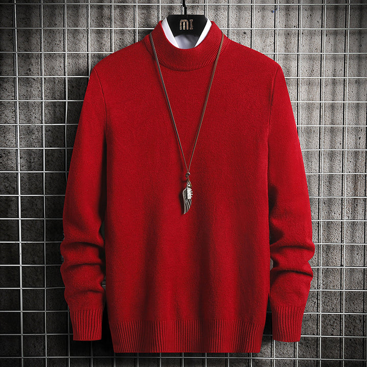 Herren nan Premium Stehkragenpullover aus feinem Baumwoll-Mix mit gerippten Bündchen und schmaler Silhouette Echo Archiv