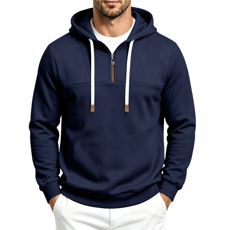 Herren Moderner Halbzip-Hoodie aus French Terry mit Zierriegel und Kordelzug Echoarchiv