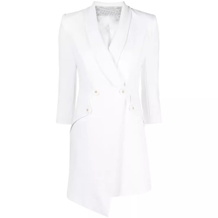 Damen Tailliertes Blazerkleid mit asymmetrischem Saum und 3/4-Ärmeln Echoarchiv