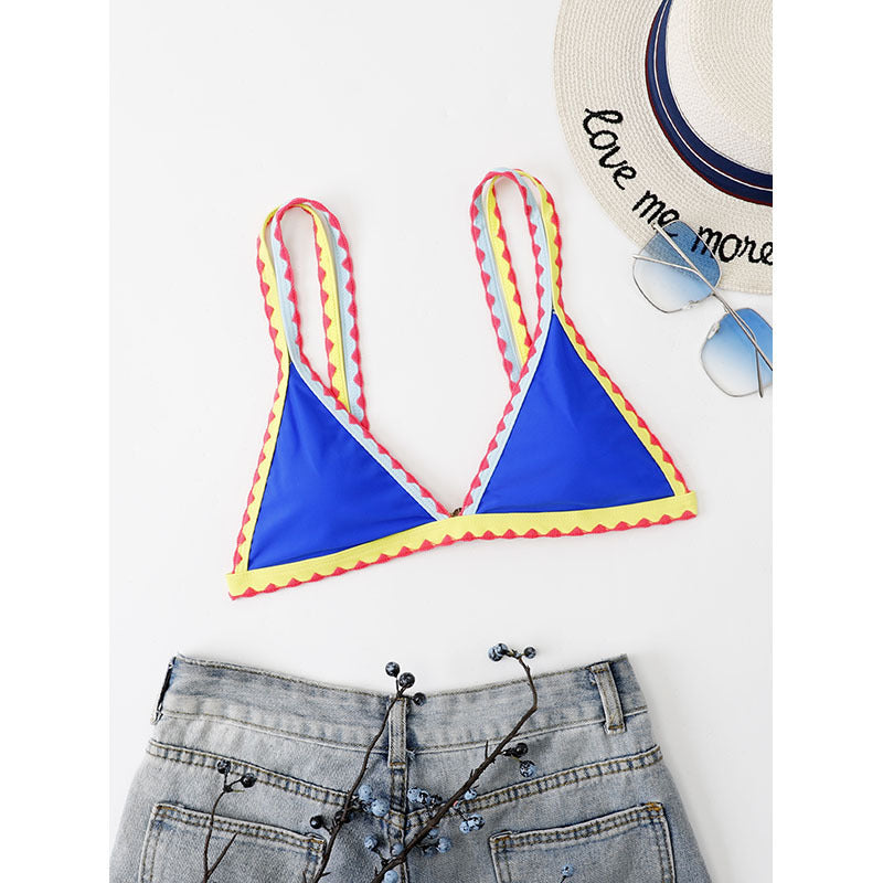 Damen Triangel-Bikinioberteil mit buntem Rüschenrand Echo Archiv