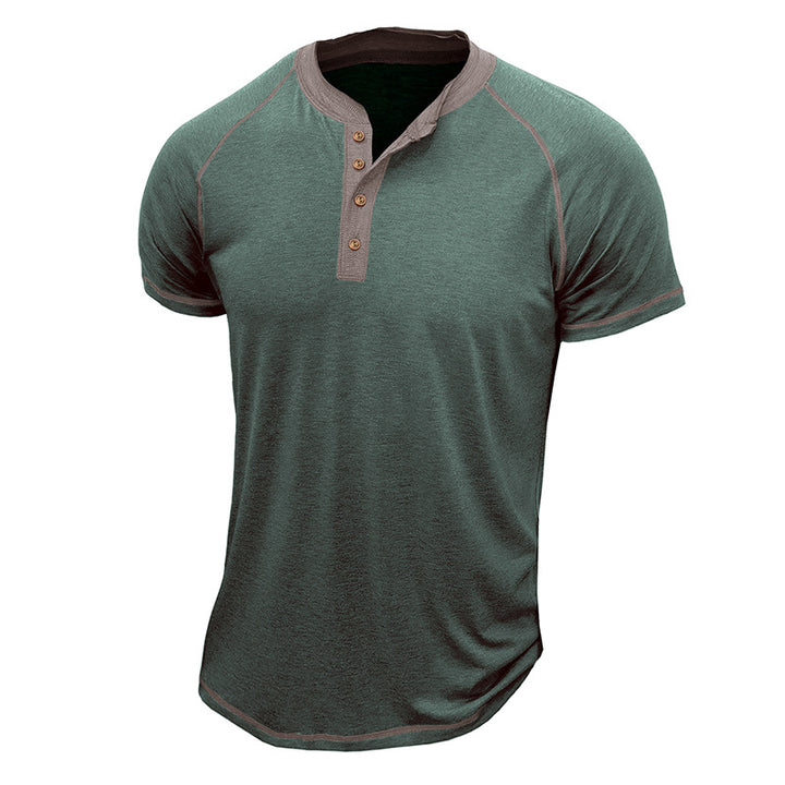 Herren Kurzarm Henley-Shirt mit Kontrastdetails und strapazierfähigem Stoff Echoarchiv