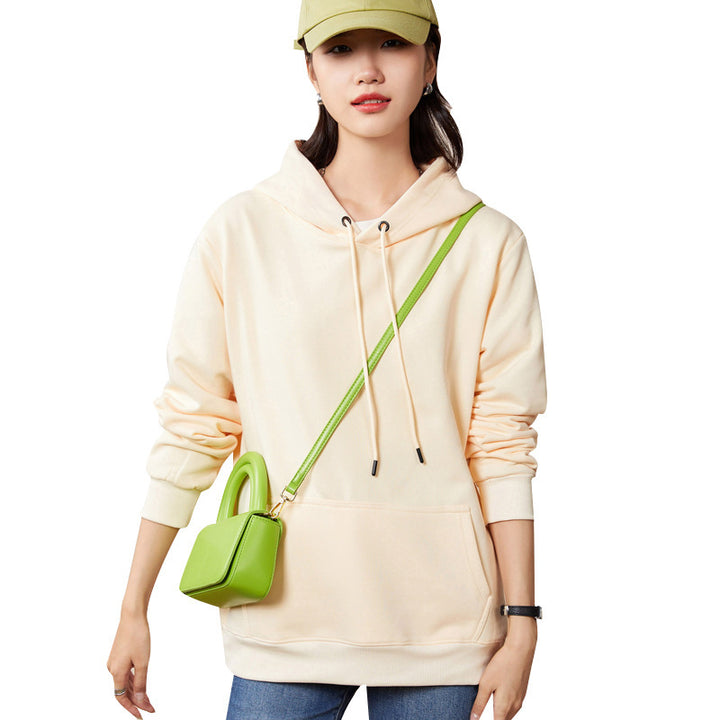 Damen Oversize-Kapuzenpullover aus Baumwoll-Mix mit Kängurutasche und gerippten Bündchen Echoarchiv