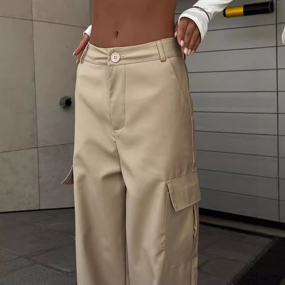 Damen Weite High-Waist Cargo-Hose mit Oversized-Silhouette und Klappentaschen Echoarchiv