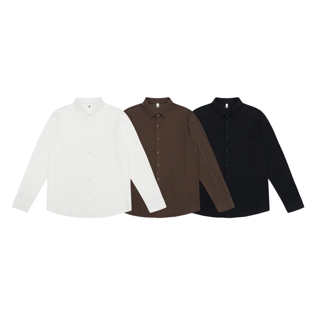 Herren Feines Baumwoll-Twill Hemdjacken‑Style mit Kentkragen und abgerundetem Saum Echoarchiv