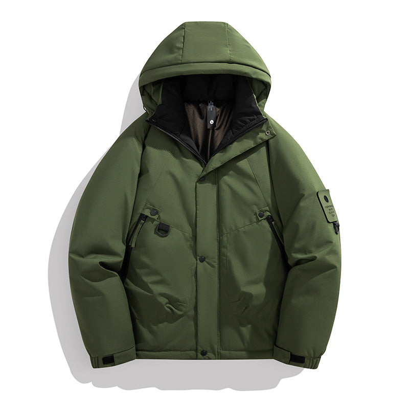 Herren Wattierte Outdoorjacke mit Kapuze, Multifunktionstaschen und winddichter Außenlage Echoarchiv