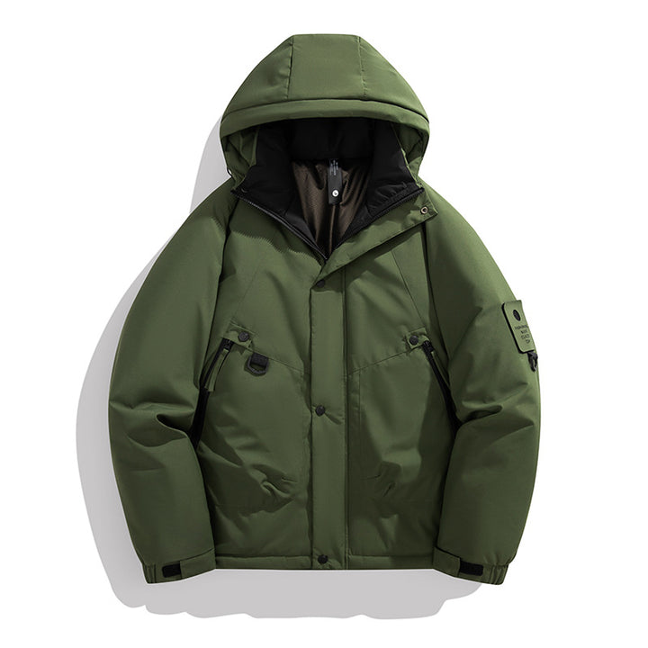 Herren Wattierte Outdoorjacke mit Kapuze, Multifunktionstaschen und winddichter Außenlage Echoarchiv