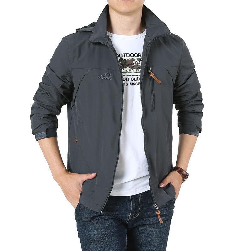 Herren Leichter winddichter Nylon-Blouson mit Stehkragen und Brustreißverschlusstasche Echoarchiv