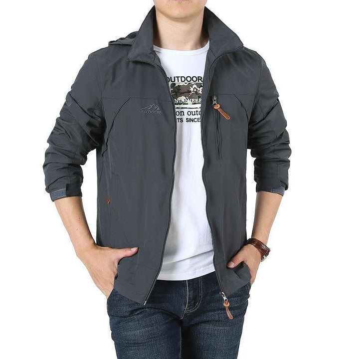 Herren Leichter winddichter Nylon-Blouson mit Stehkragen und Brustreißverschlusstasche Echoarchiv