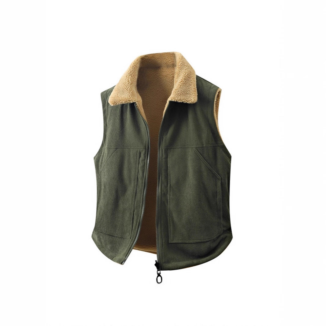 Damen Ärmellose Teddyfleece-Weste mit Stehkragen und durchgehendem Reißverschluss Echoarchiv
