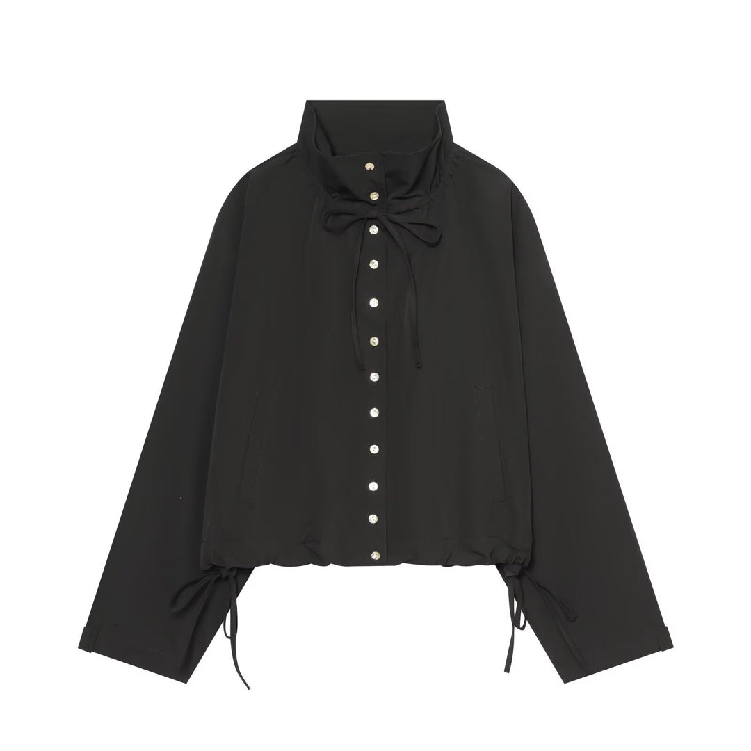 Damen Gekürzte Oversize-Utility-Jacke mit Stehkragen und Kordelzug Echo Archiv