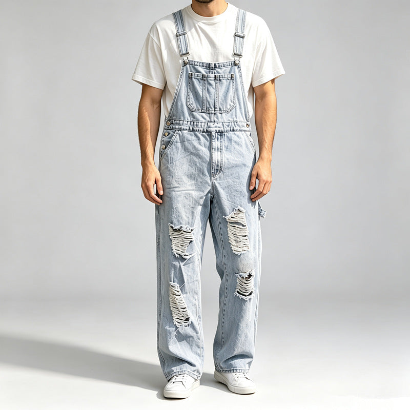 Herren Lässige Ripped Latzhose Echoarchiv