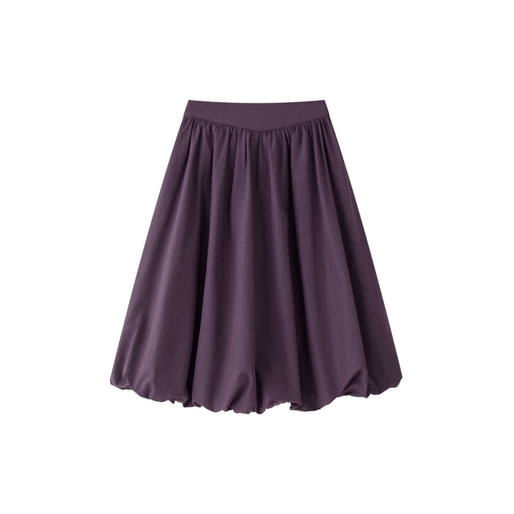 Damen Midirock mit geraffter Taille und ballonförmigem Saum Echoarchiv