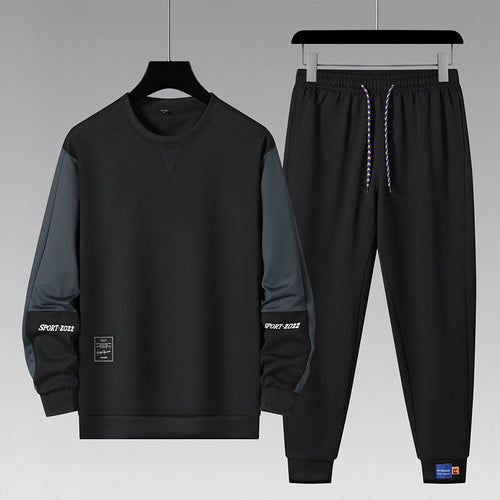 Herren sportliches Jogginganzug-Set mit kontrastärmeln, elastischem Bund und atmungsaktivem Sweatshirt Echoarchiv