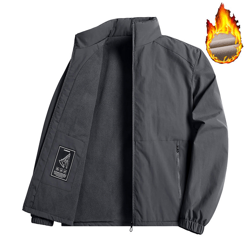 Herren Leichte winddichte Fleece‑gefütterte Übergangsjacke mit Stehkragen und Reißverschlüssen – Taviero