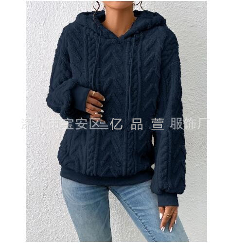 Damen nan kuscheliger Kapuzenpullover mit Zopfmuster Eingrifftaschen und Rippbündchen Echo Archiv