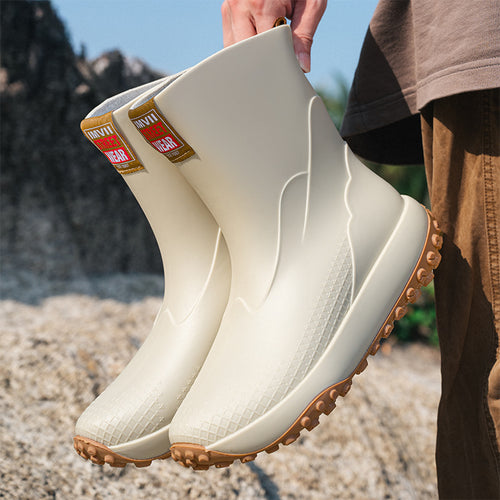 Unisex Wasserdichte Kurzschaft-Outdoor-Gummistiefel mit profilierter Noppenlaufsohle Echoarhiv – Tavélo