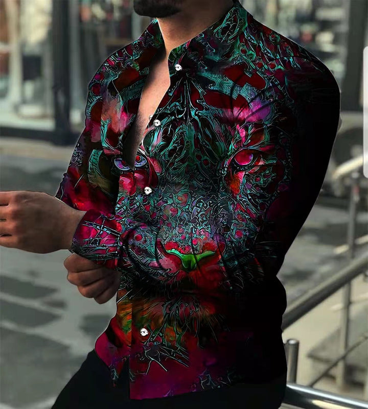 Herren Langarmshirt mit extravaganten Motiven und modischer Passform Echoarchiv
