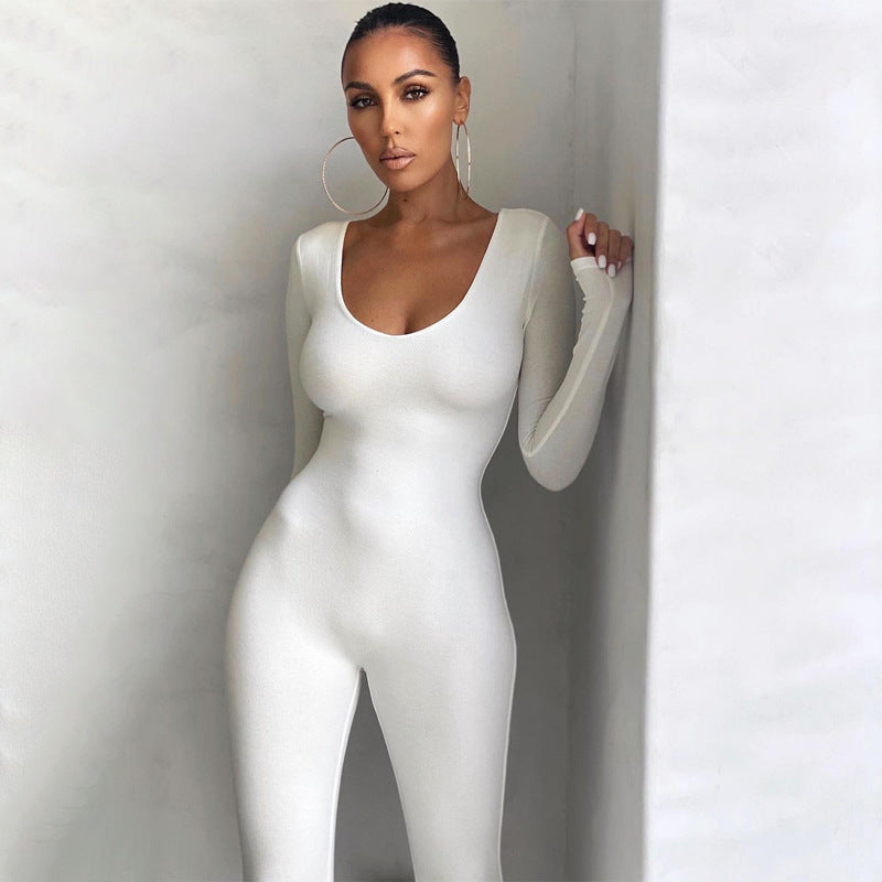 Damen Langarm Bodycon Jumpsuit Echoarchiv