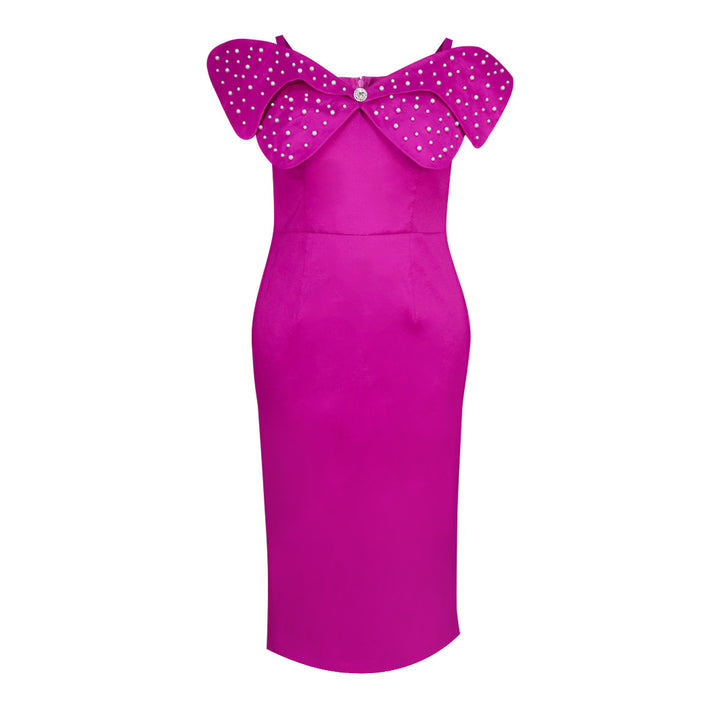 Damen Elegantes Abendkleid mit voluminösen Schleifenärmeln und funkelnden Strassakzenten Echo Archiv