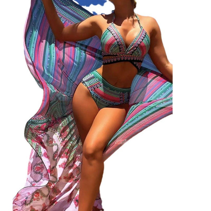 Damen Bikiniset mit kreativem Design und transparentem Kaftan Echo Archiv