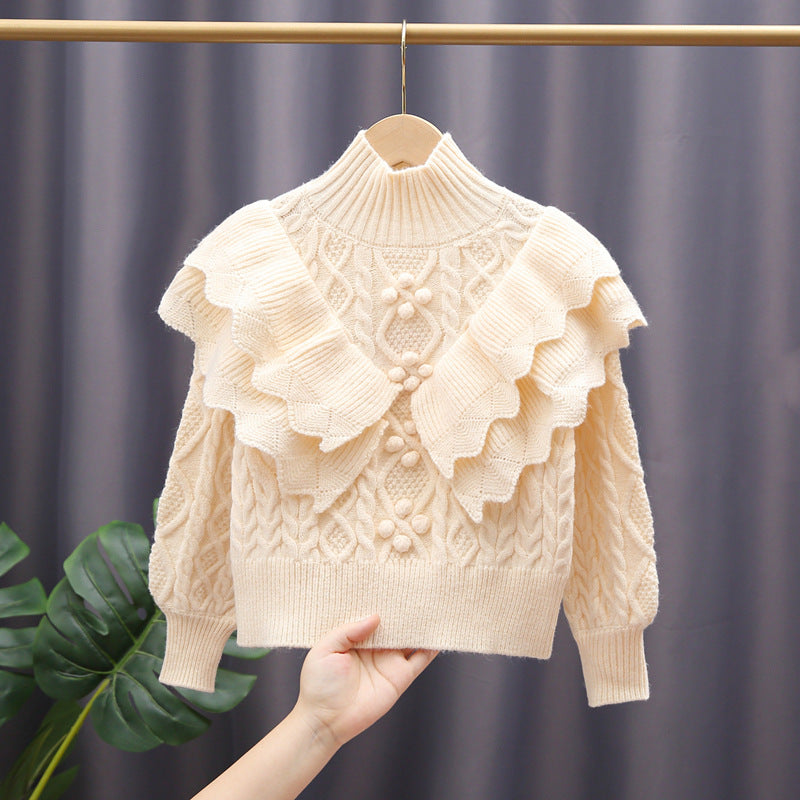 Damen Strickpullover mit Rüschen und Zopfmuster Echo Archiv