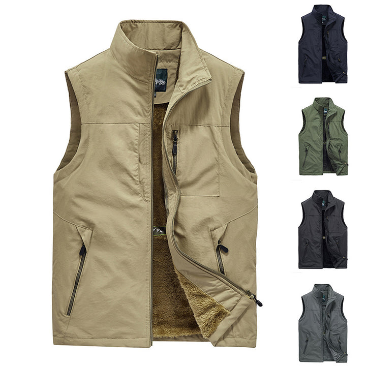Herren Wattierte Fleecegefütterte Outdoor‑Weste mit Stehkragen und Reißverschlusstaschen Echo Archiv
