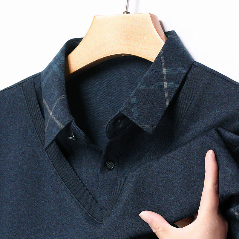 Herren eleganter V-Ausschnitt Pullover mit strukturiertem Kragen und modernem Design Echoarchiv